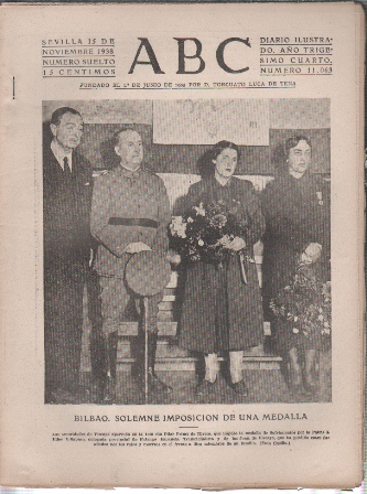 PERIODICO ABC DE SEVILLA 15 DE NOVIEMBRE DE 1938 Nº 11063
