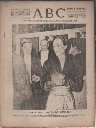 PERIODICO ABC DE SEVILLA 19 DE NOVIEMBRE DE 1938 Nº 11067