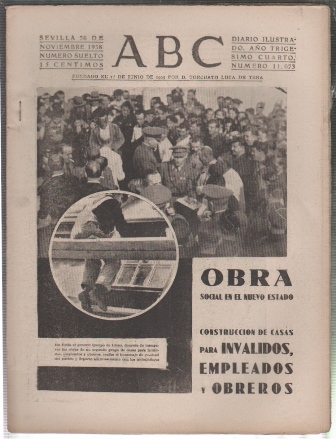 PERIODICO ABC DE SEVILLA 26 DE NOVIEMBRE DE 1938 Nº 11073