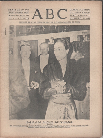 PERIODICO ABC DE SEVILLA 19 DE NOVIEMBRE DE 1938 Nº 11067