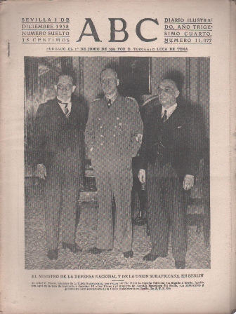 PERIODICO ABC DE SEVILLA 1 DE DICIEMBRE DE 1938 Nº 11077
