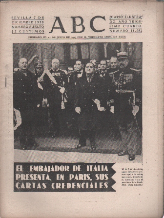 PERIODICO ABC DE SEVILLA 7 DE DICIEMBRE DE 1938 Nº 11082