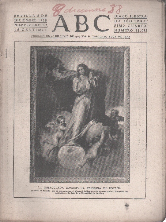PERIODICO ABC DE SEVILLA 8 DE DICIEMBRE DE 1938 Nº 11083