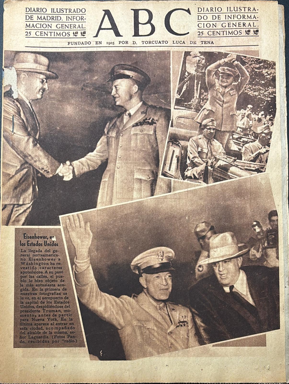PERIODICO ABC MADRID-SEVILLA 5 DE JULIO DE 1945 Nº 13072