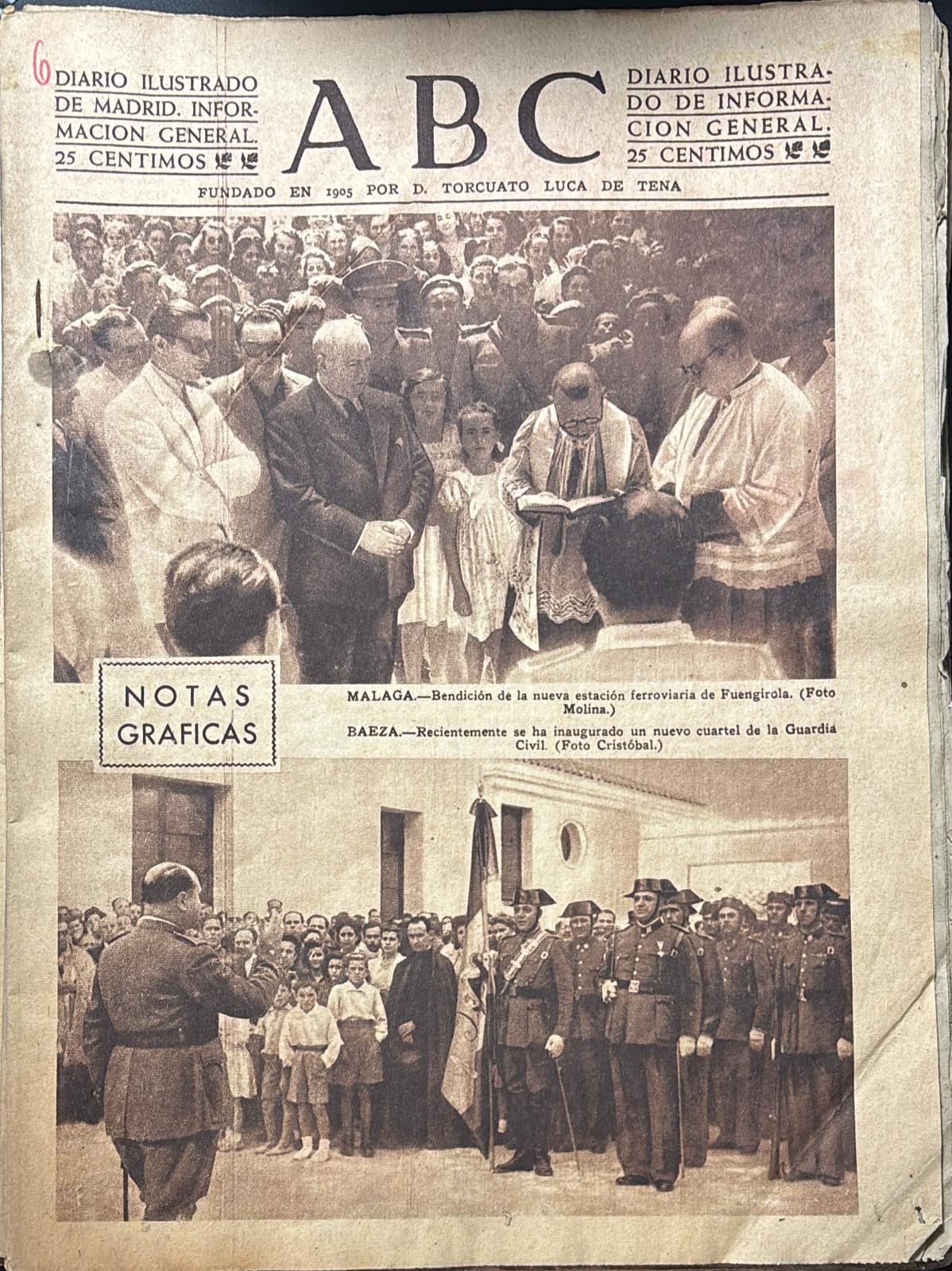 PERIODICO ABC MADRID-SEVILLA 6 DE JULIO DE 1945 Nº 13073