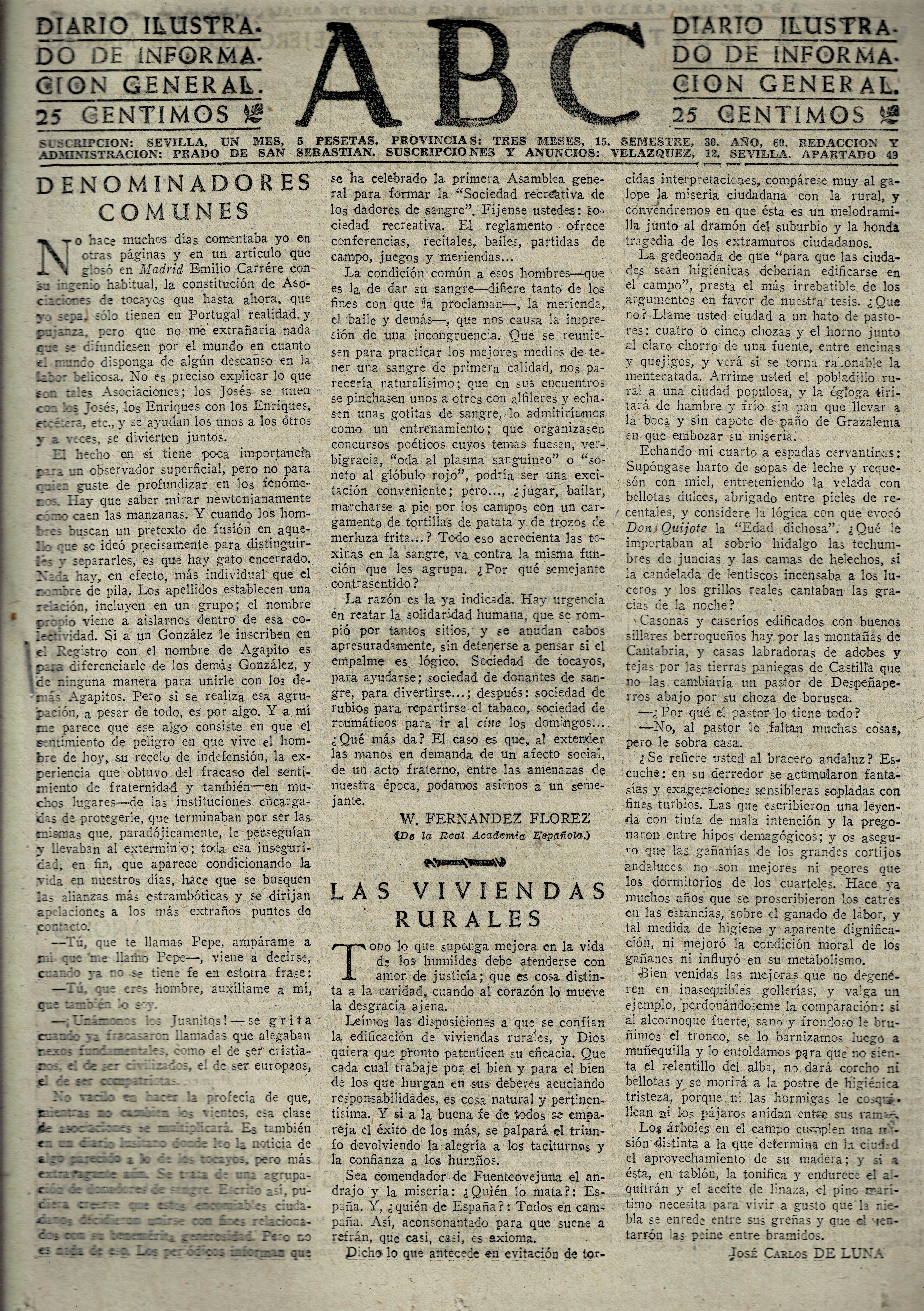 PERIODICO ABC MADRID-SEVILLA 2 DE JUNIO DE 1945 Nº 13044