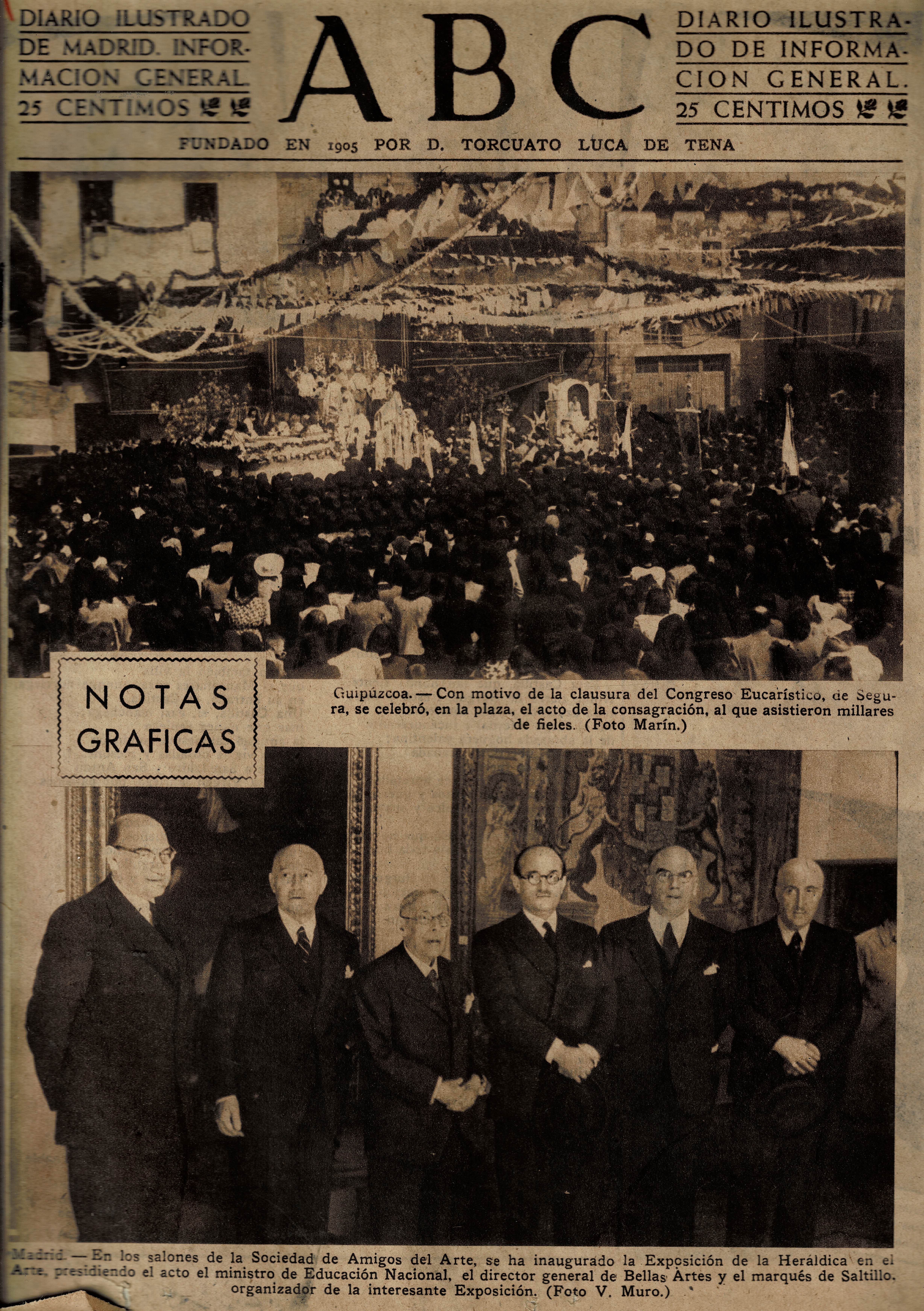 PERIODICO ABC MADRID-SEVILLA 7 DE JUNIO DE 1945 Nº 13048