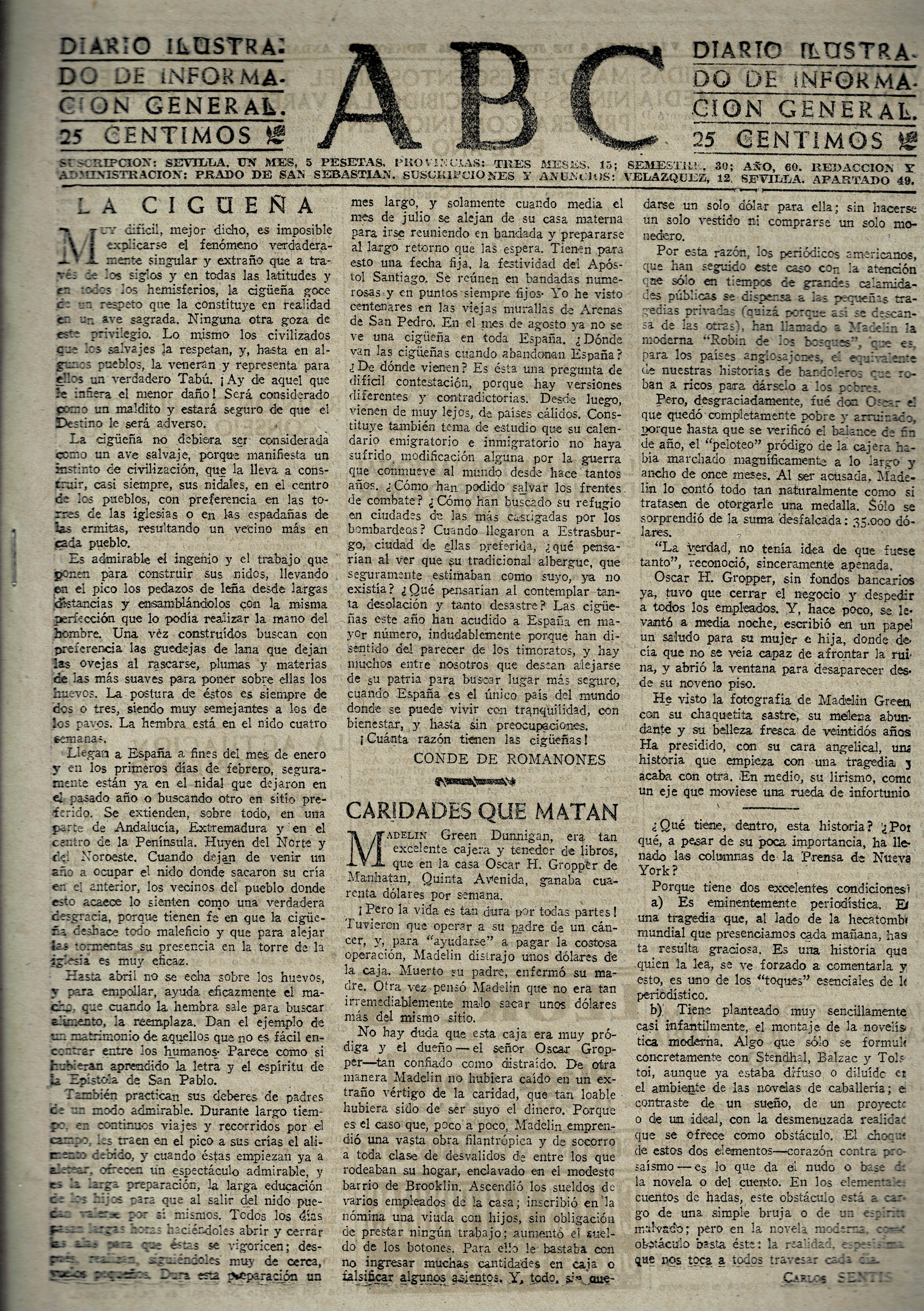 PERIODICO ABC MADRID-SEVILLA 8 DE JUNIO DE 1945 Nº 13049