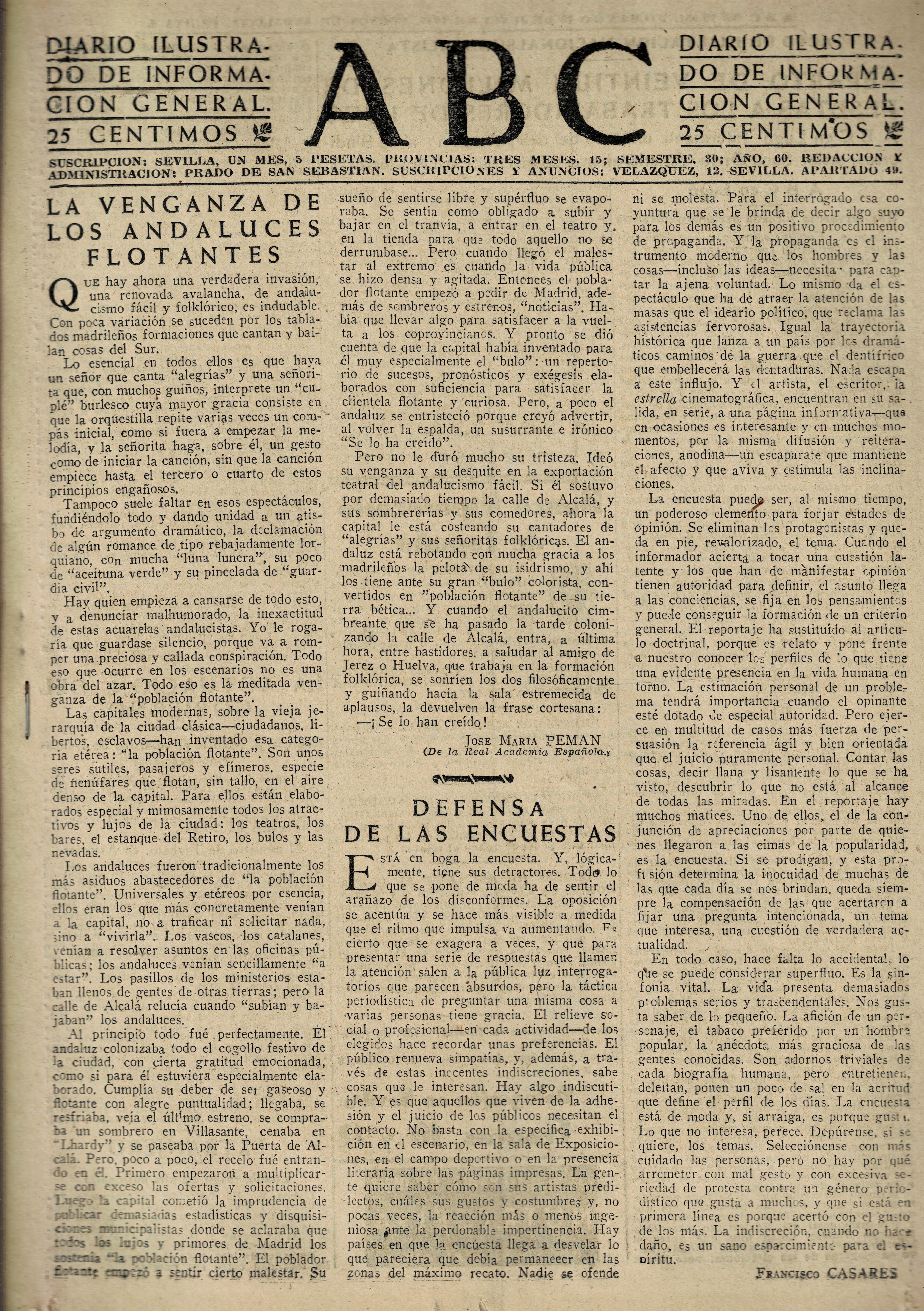 PERIODICO ABC MADRID-SEVILLA 10 DE JUNIO DE 1945 Nº 13051