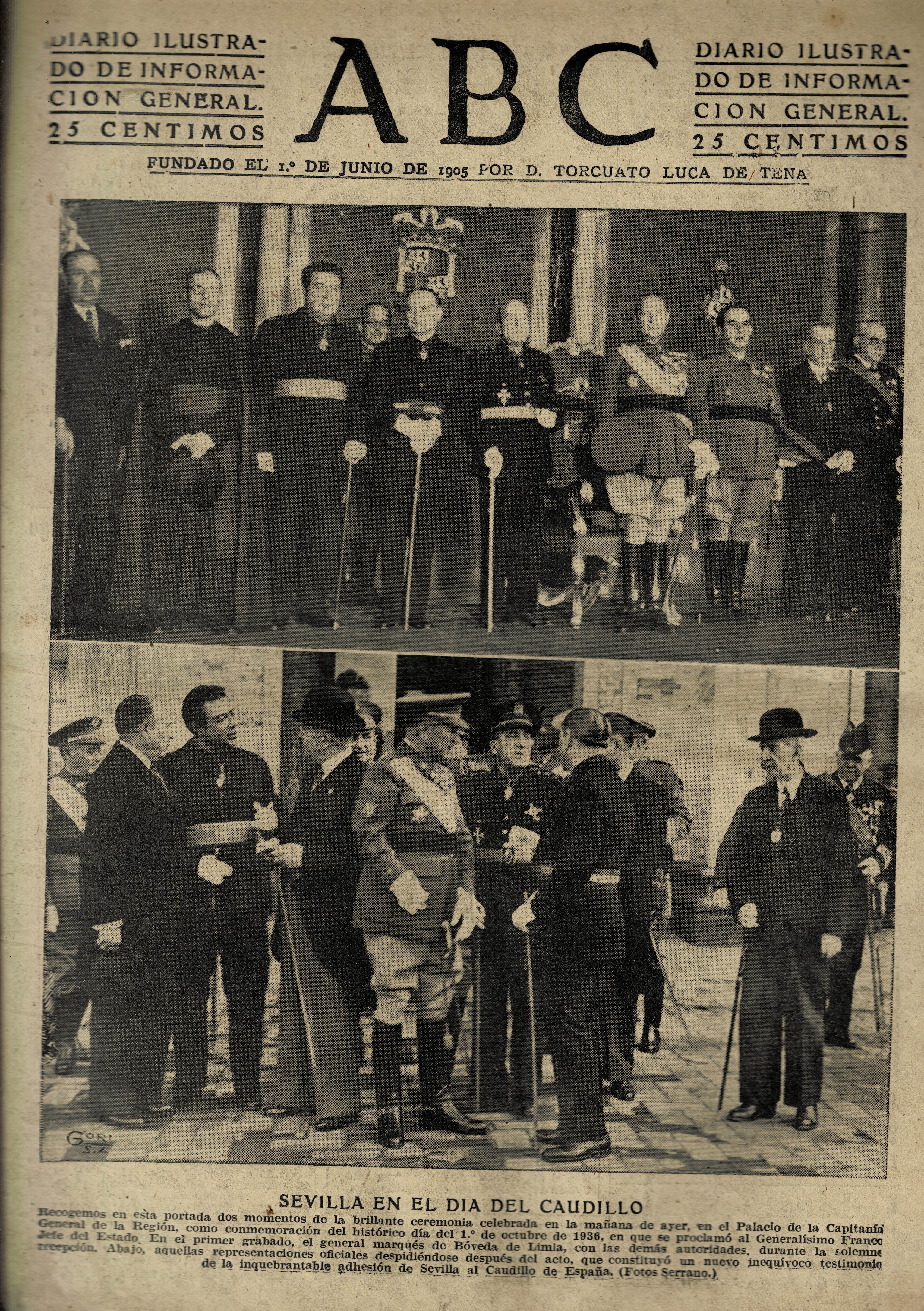 PERIODICO ABC MADRID-SEVILLA 2 DE OCTUBRE DE 1942