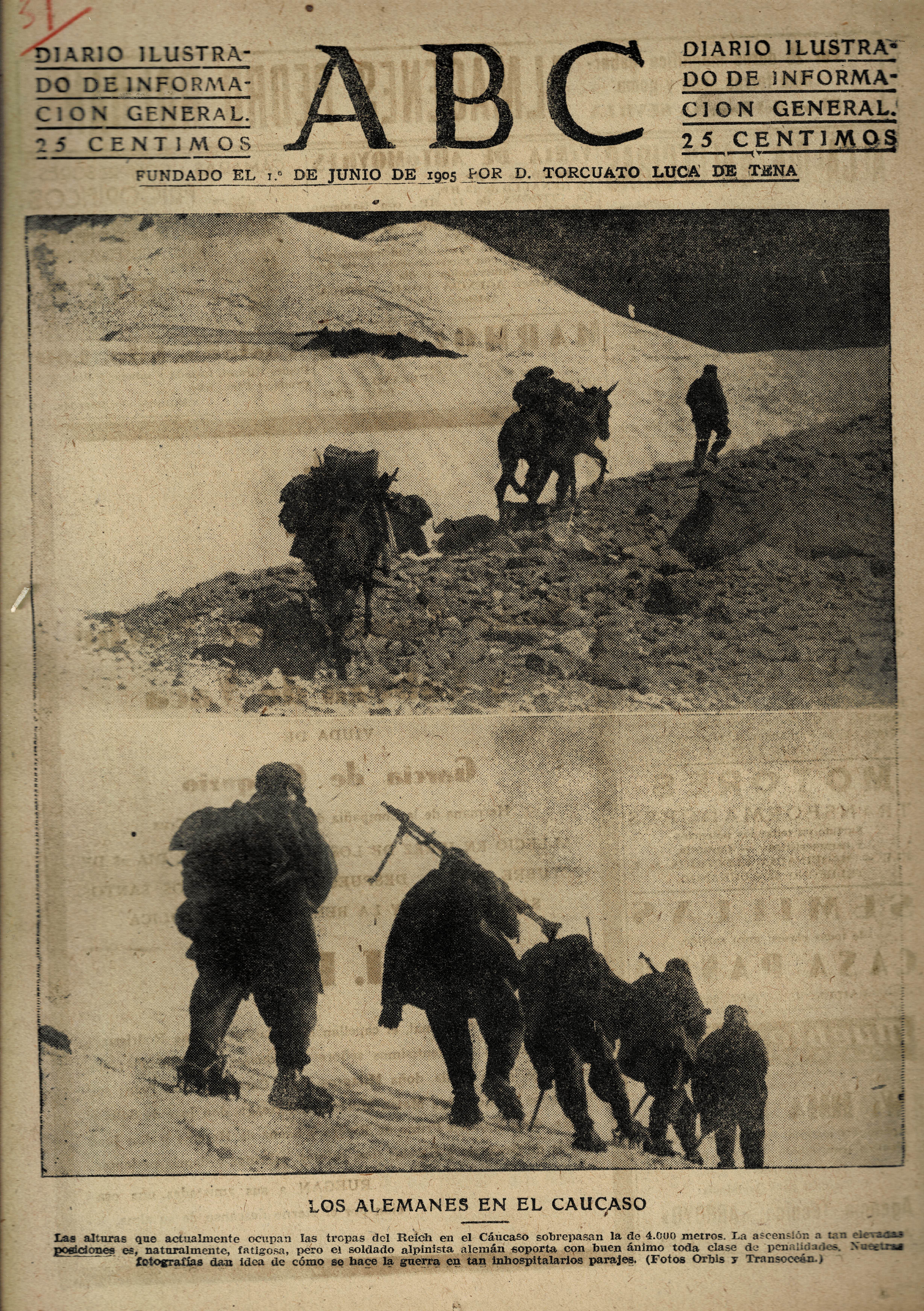 PERIODICO ABC MADRID-SEVILLA 31 DE OCTUBRE DE 1942 Nº 12239
