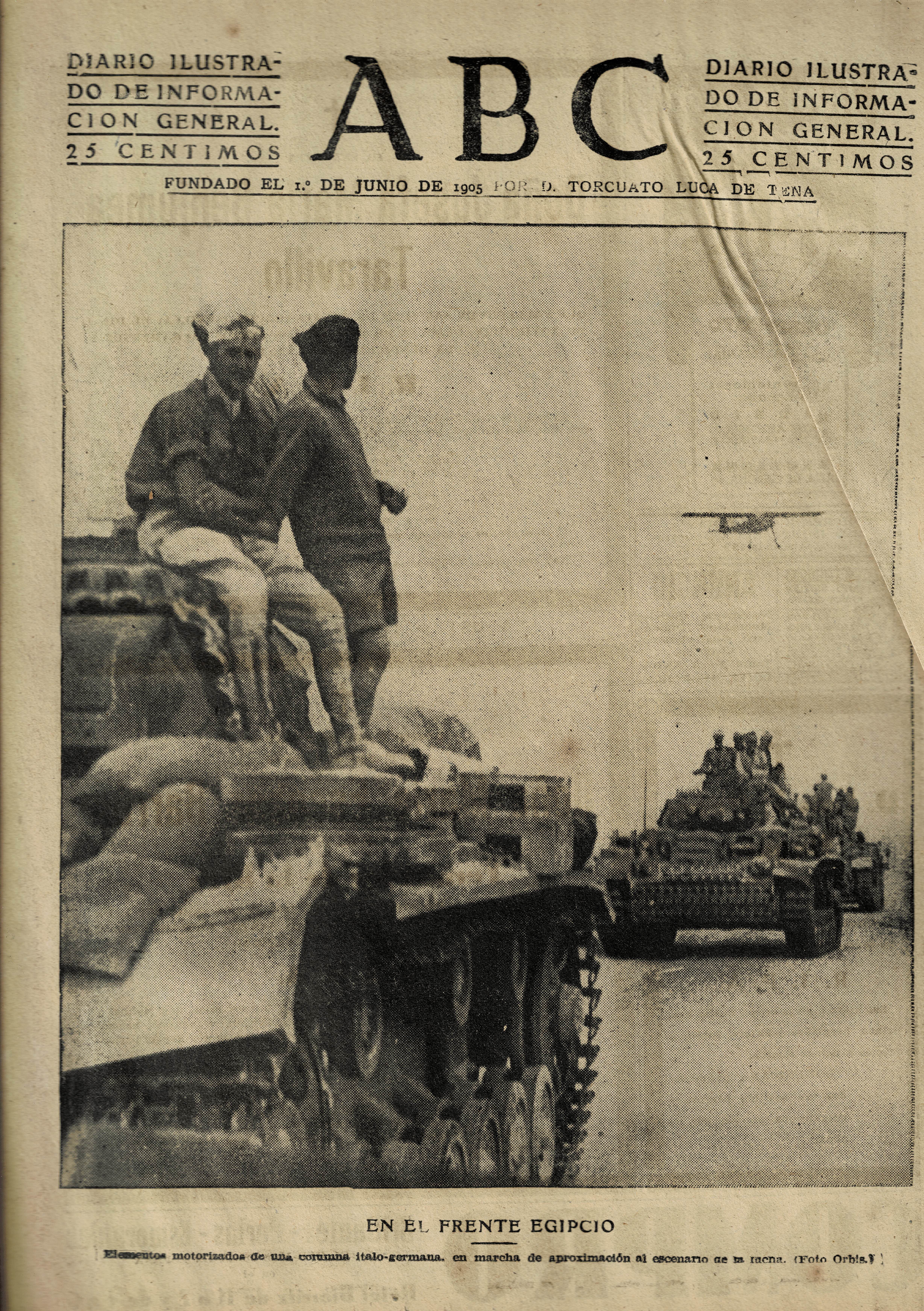 PERIODICO ABC MADRID-SEVILLA 5 DE NOVIEMBRE DE 1942 Nº 12243