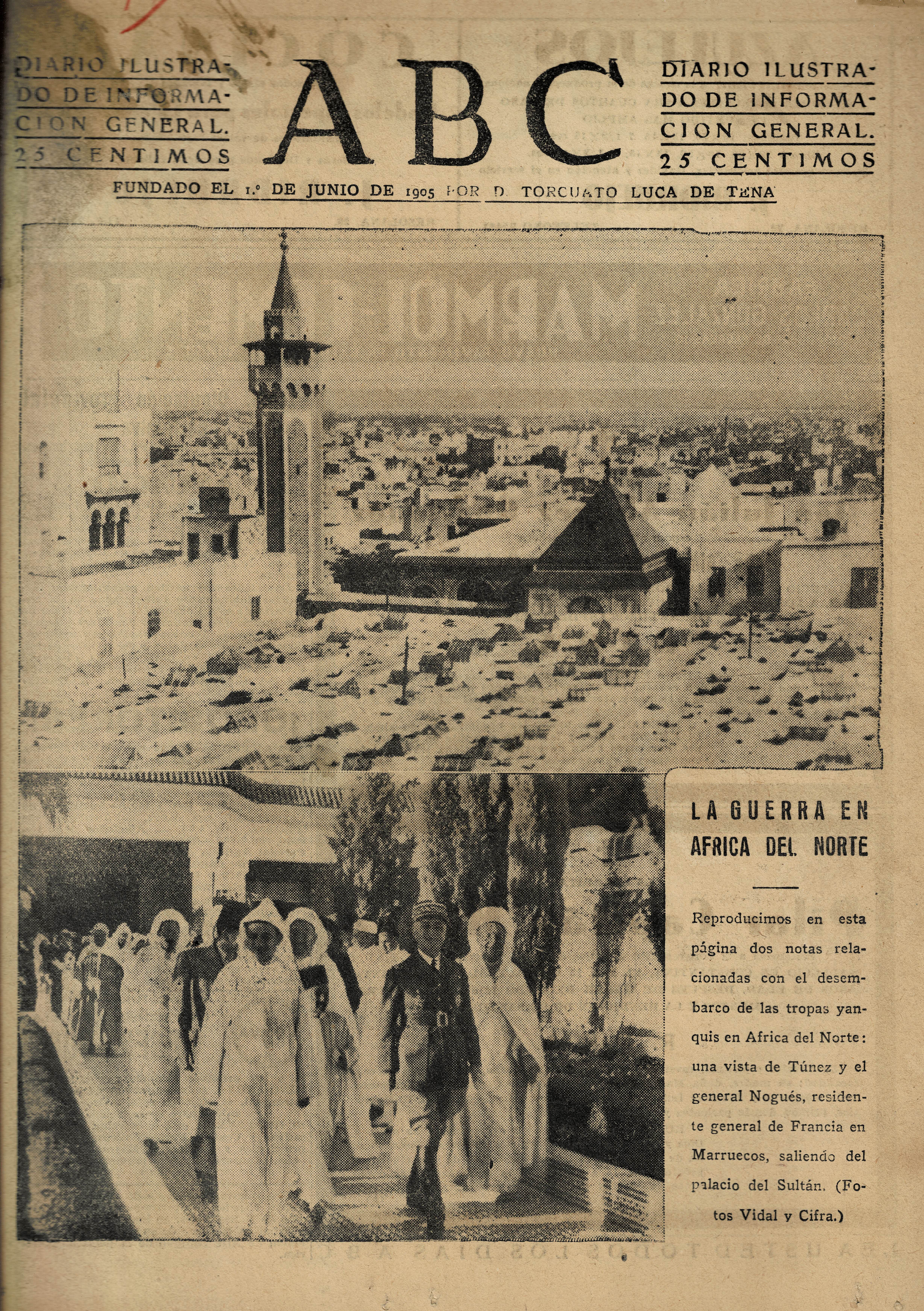 PERIODICO ABC MADRID-SEVILLA 14 DE NOVIEMBRE DE 1942 Nº 12251