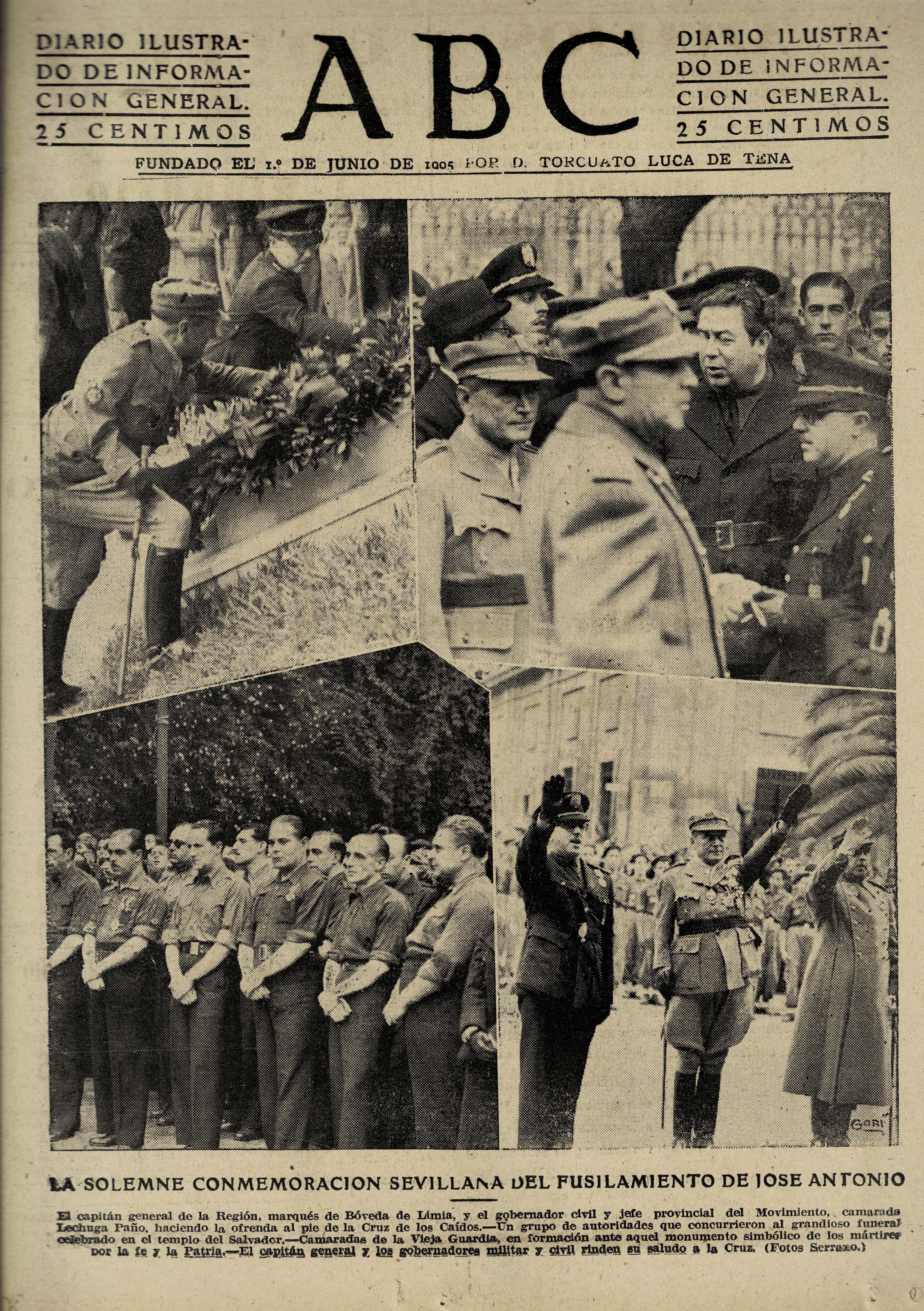 PERIODICO ABC MADRID-SEVILLA 21 DE NOVIEMBRE DE 1942 Nº 12257