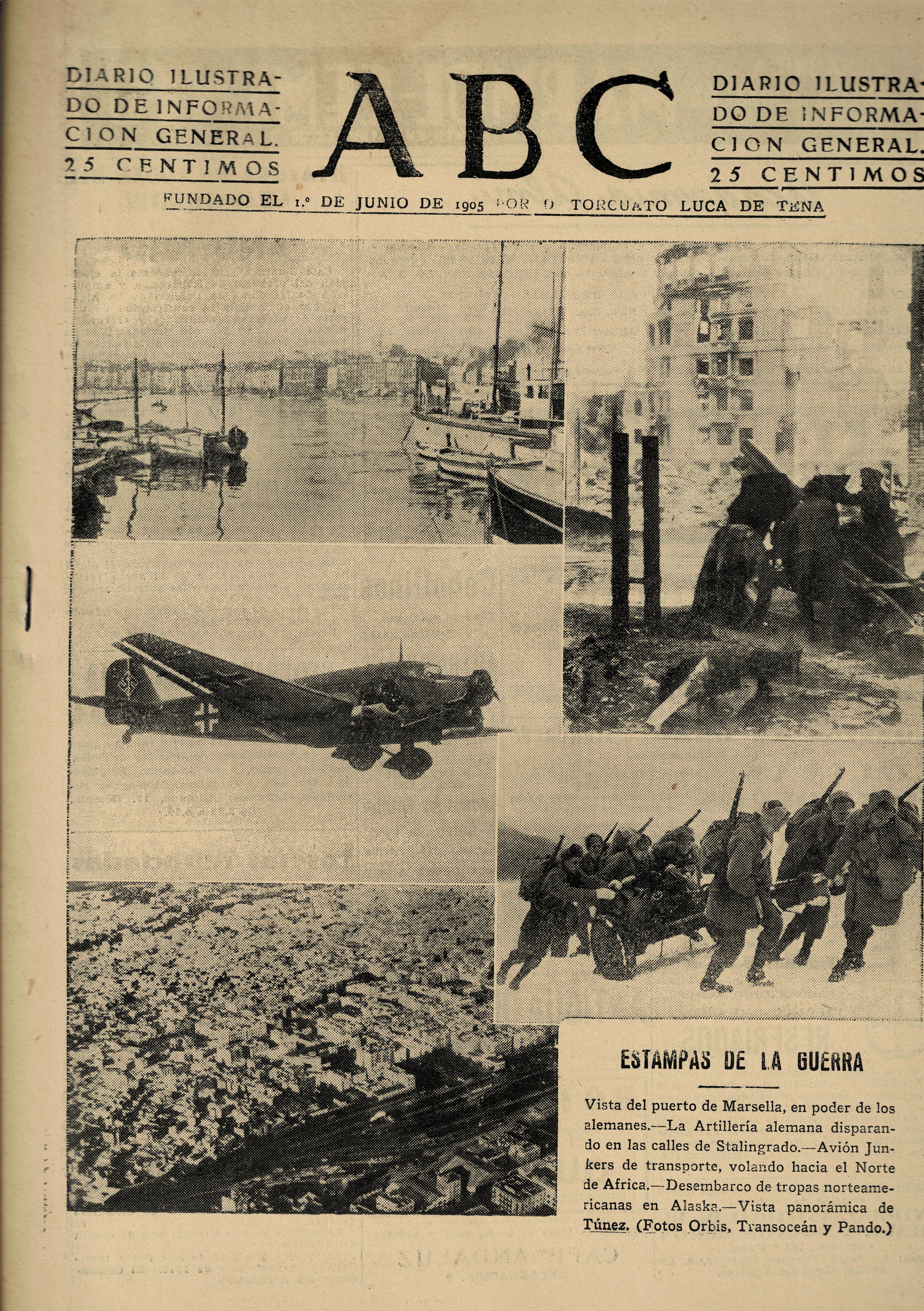 PERIODICO ABC MADRID-SEVILLA 28 DE NOVIEMBRE DE 1942 Nº 12263