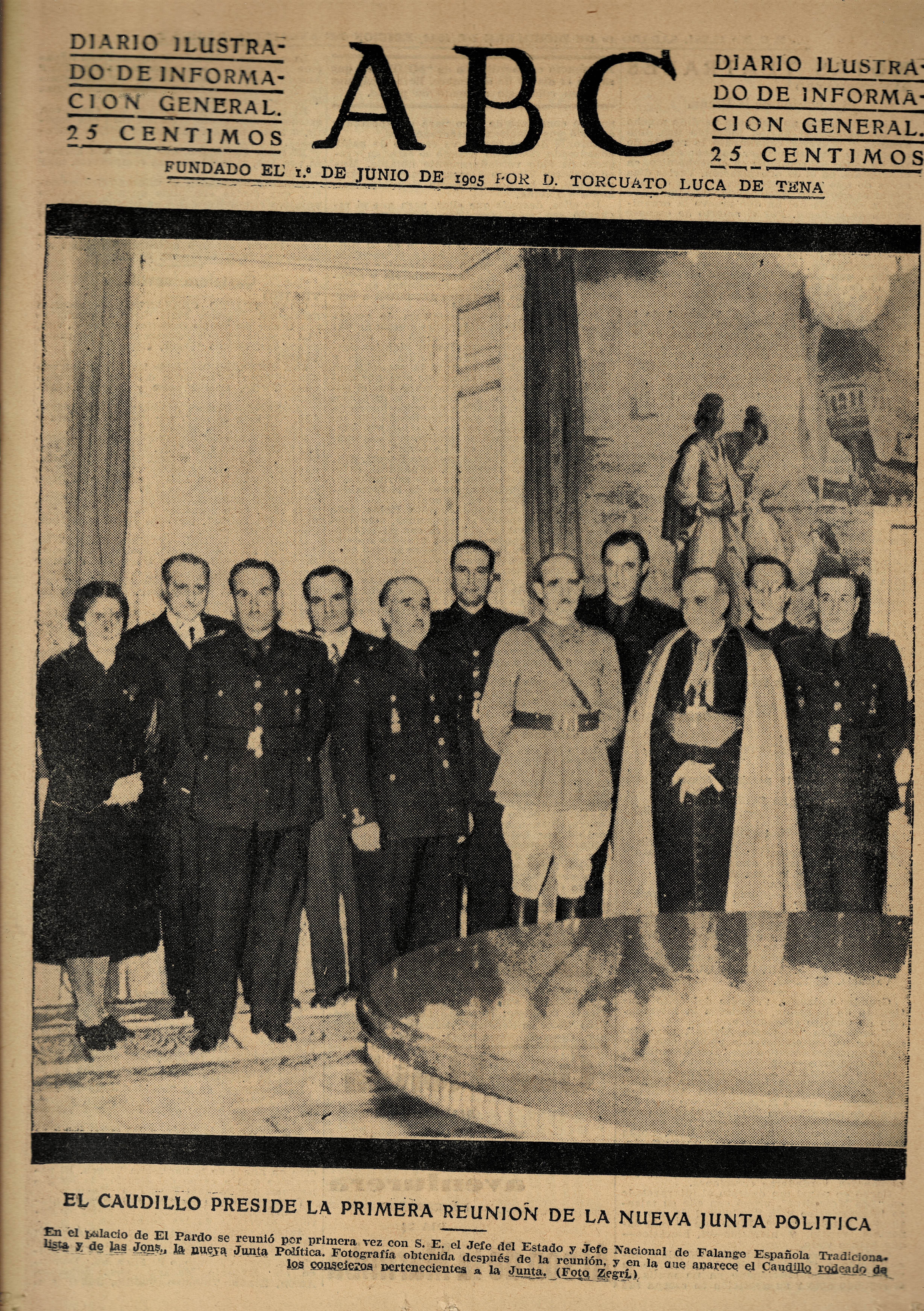 PERIODICO ABC MADRID-SEVILLA 19 DE DICIEMBRE DE 1942 Nº 12281