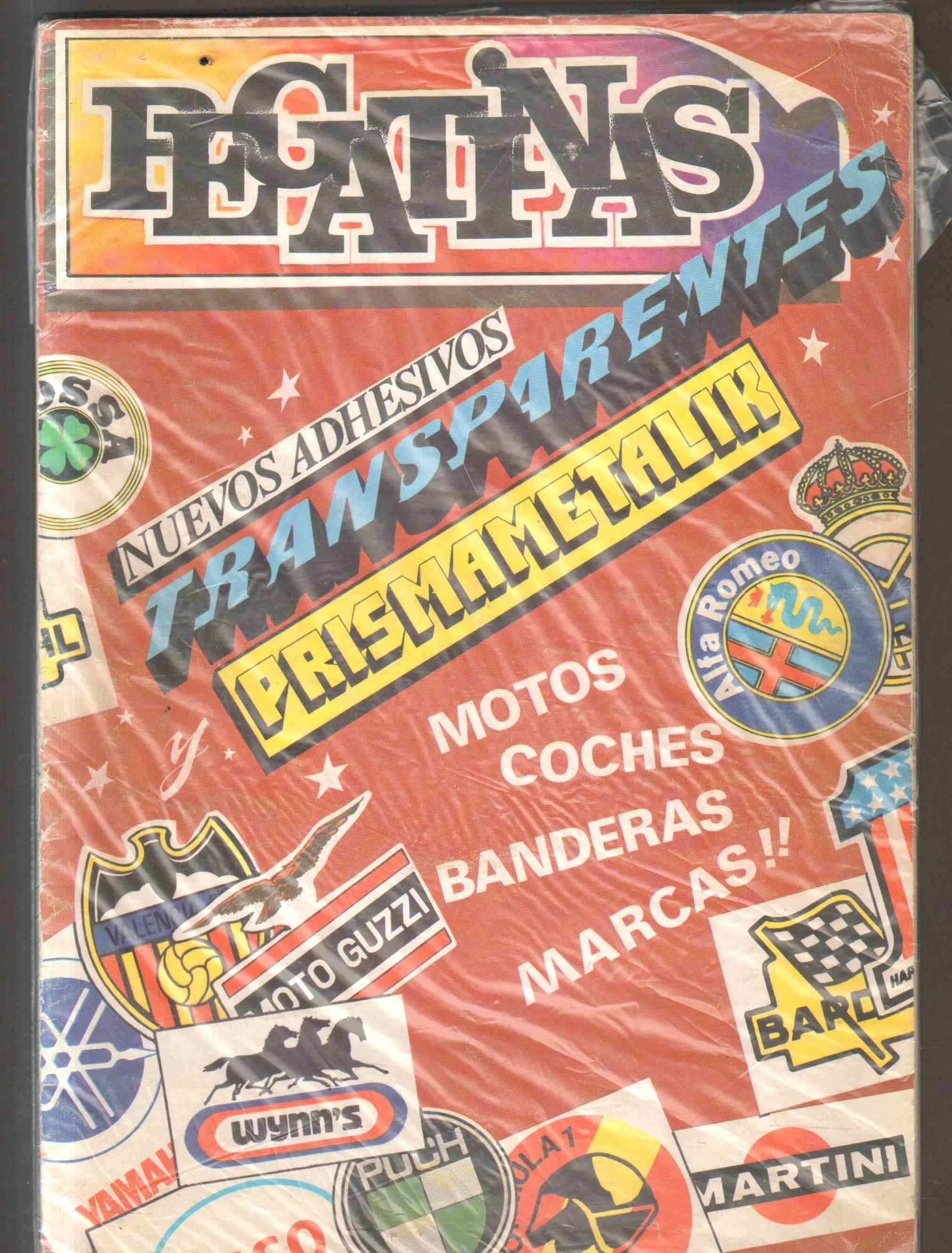 ALBUM PEGATINAS MOTOS COCHES BANDERAS MARCAS. INCOMPLETO.