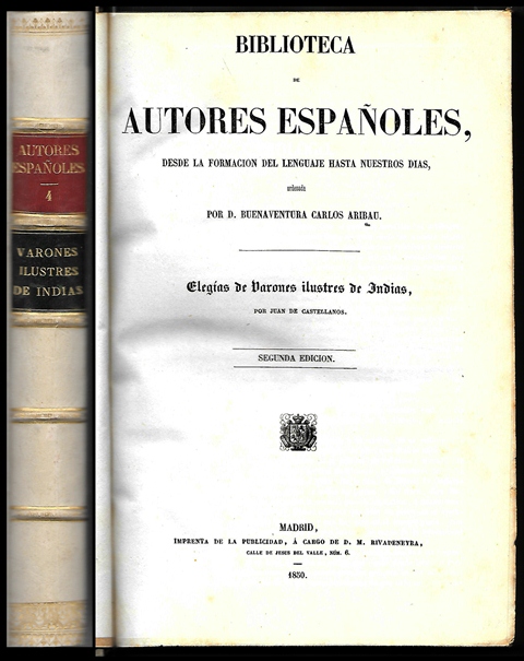 ELEGIAS DE VARONES ILUSTRES DE INDIAS TOMO 4 - BIBLIOTECA DE AUTORES ESPAÑOLES