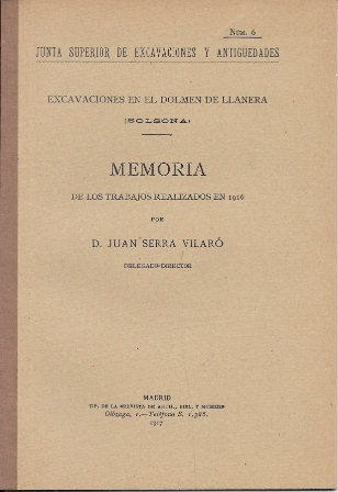 MEMORIA DE LAS EXCAVACIONES EN EL DOLMEN DE LLANERA AÑO 1916
