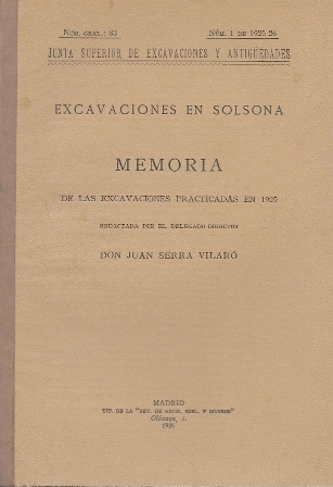 MEMORIA DE LAS EXCAVACIONES EN SOLSONA EN EL AÑO 1925