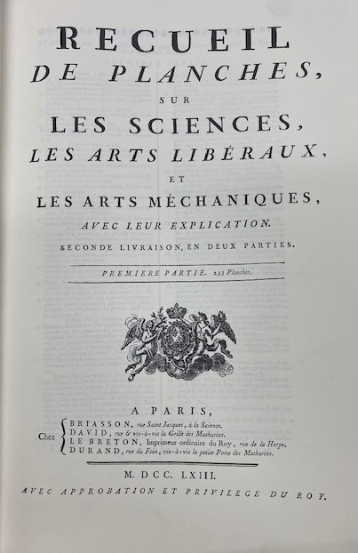 ENCYCLOPÉDIE DI DIDEROT E D' ALEMBERT. VOL. 2: RECUEIL DE PLANCHES,SUR LES SCIENCES, LES ARTS…
