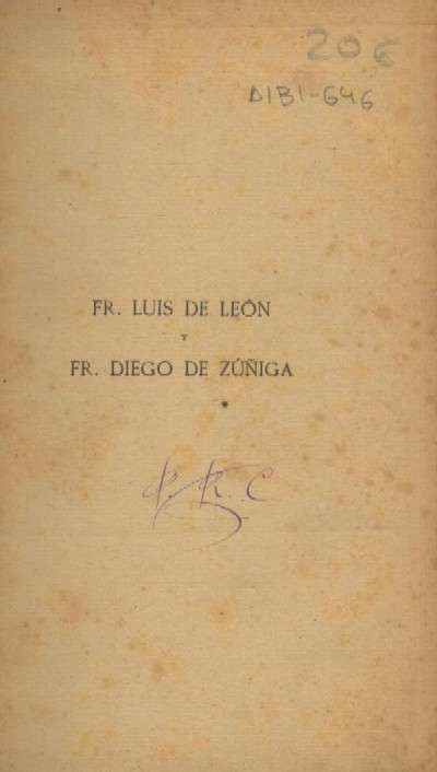 FR. LUIS DE LEON Y FR. DIEGO DE ZUÑIGA