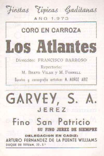 CARNAVAL DE CADIZ 1973. CORO LOS ATLANTES