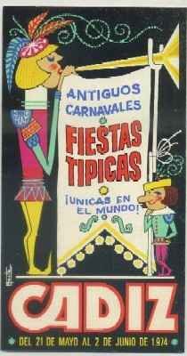 FIESTAS TIPICAS GADITANAS 1974. ANTIGUOS CARNAVALES. PROGRAMA OFICIAL
