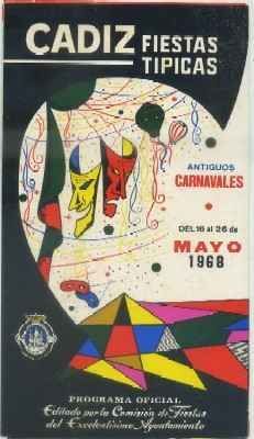 FIESTAS TIPICAS GADITANAS 1968. ANTIGUOS CARNAVALES. PROGRAMA OFICIAL