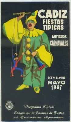 FIESTAS TIPICAS GADITANAS 1967. ANTIGUOS CARNAVALES. PROGRAMA OFICIAL