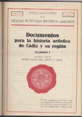 DOCUMENTOS PARA LA HISTORIA DE CÁDIZ Y SU REGIÓN, CUADERNO I