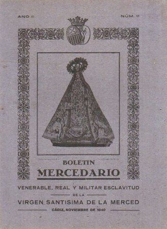 BOLETIN MERCEDARIO - CADIZ NOVIEMBRE 1940. AÑO II Nº 11.
