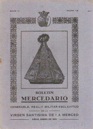 BOLETIN MERCEDARIO - CADIZ ENERO 1941. AÑO III Nº 13.