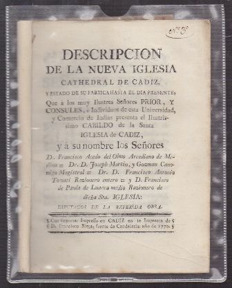 DESCRIPCION DE LA NUEVA IGLESIA CATHEDRAL DE CADIZ.