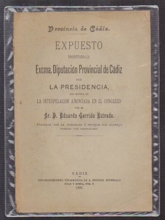 EXPUESTO PRESENTADO AL EXCMA. DIPUTACION PROVINCIAL DE CADIZ.