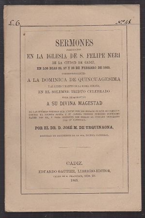 SERMONES EN LA IGLESIA DE SAN FELIPE NERI FEBRERO 1865.