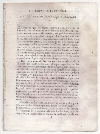 UN ESPAÑOL IMPARCIAL - A LOS LLAMADOS LIBERALES Y SERVILES.