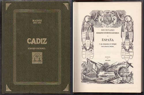 CADIZ. EDICION FACSIMIL. DICCIONARIO GEOGRAFICO-ESTADISTICO-HISTORICO