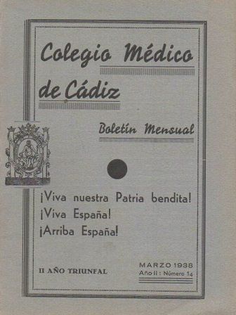 COLEGIO MEDICO DE CADIZ BOLETIN MENSUAL AÑO II NUM. 14  - MARZO 1938