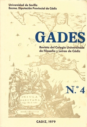 REVISTA GADES 1979 Nº 4 REVISTA DEL COLEGIO UNIVERSITARIO DE FILOSOFIA Y LETRAS DE CADIZ