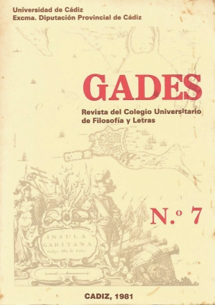 REVISTA GADES 1981 Nº 7 REVISTA DEL COLEGIO UNIVERSITARIO DE FILOSOFIA Y LETRAS DE CADIZ