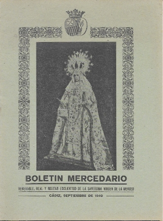 BOLETIN MERCEDARIO  AÑO II CADIZ SEPTIEMBRE 1940  Nº 9