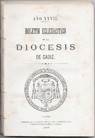 AÑO XXVII BOLETIN ECLESIASTICO DE LA DIOCESIS DE CADIZ 11 ENERO 1880 Nº1 568