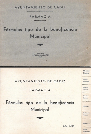FORMULAS TIPO DE LA BENEFICENCIA MUNICIPAL - AYUNTAMIENTO DE CADIZ - FARMACIA