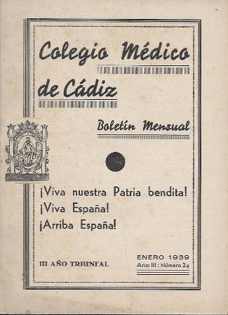 COLEGIO MEDICO DE CADIZ BOLETIN MENSUAL ELERO 1939 AÑO III Nº 24