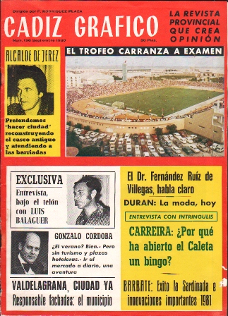 REVISTA CADIZ GRAFICO Nº 136 - SEPTIEMBRE 1980 EL TROFEO CARRANZA A EXAMEN