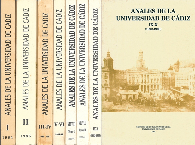 ANALES DE LA UNIVERSIDAD DE CADIZ - 10 TOMOS EN 7 VOLUMENES