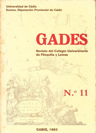 REVISTA GADES Nº 11 - DIPUTACION DE CADIZ 1982