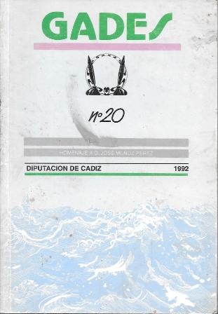 REVISTA GADES Nº 20 DIPUTACION DE CADIZ HOMENAJE A DON JOSE MUÑOZ PEREZ