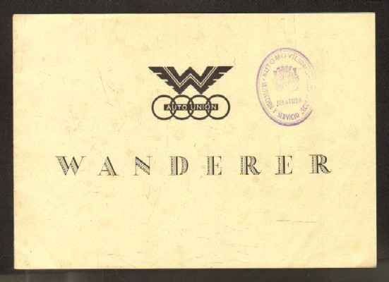 CATÁLOGO WANDERER 1938. AUTO UNIÓN